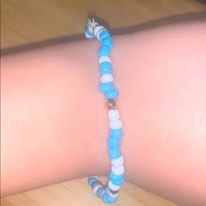 Blue White and Gold beaded bracelet